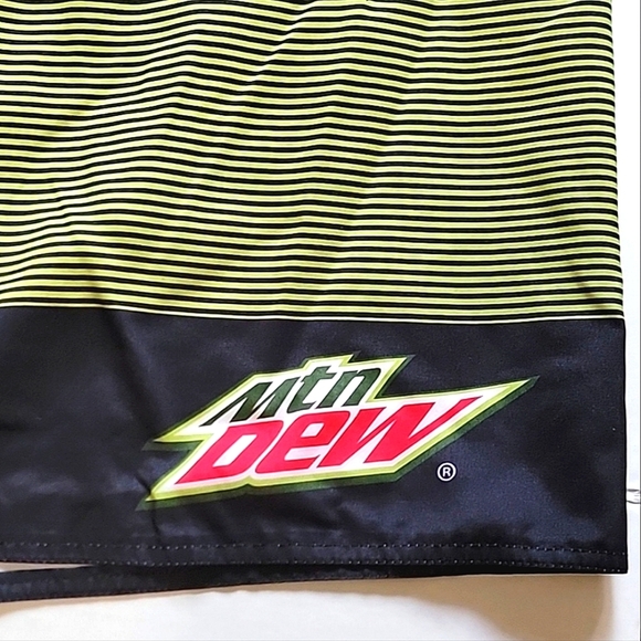 Mountain Dew Board Shorts Men's Green Striped Swim Trunks Size 38 - Picture 2 of 10